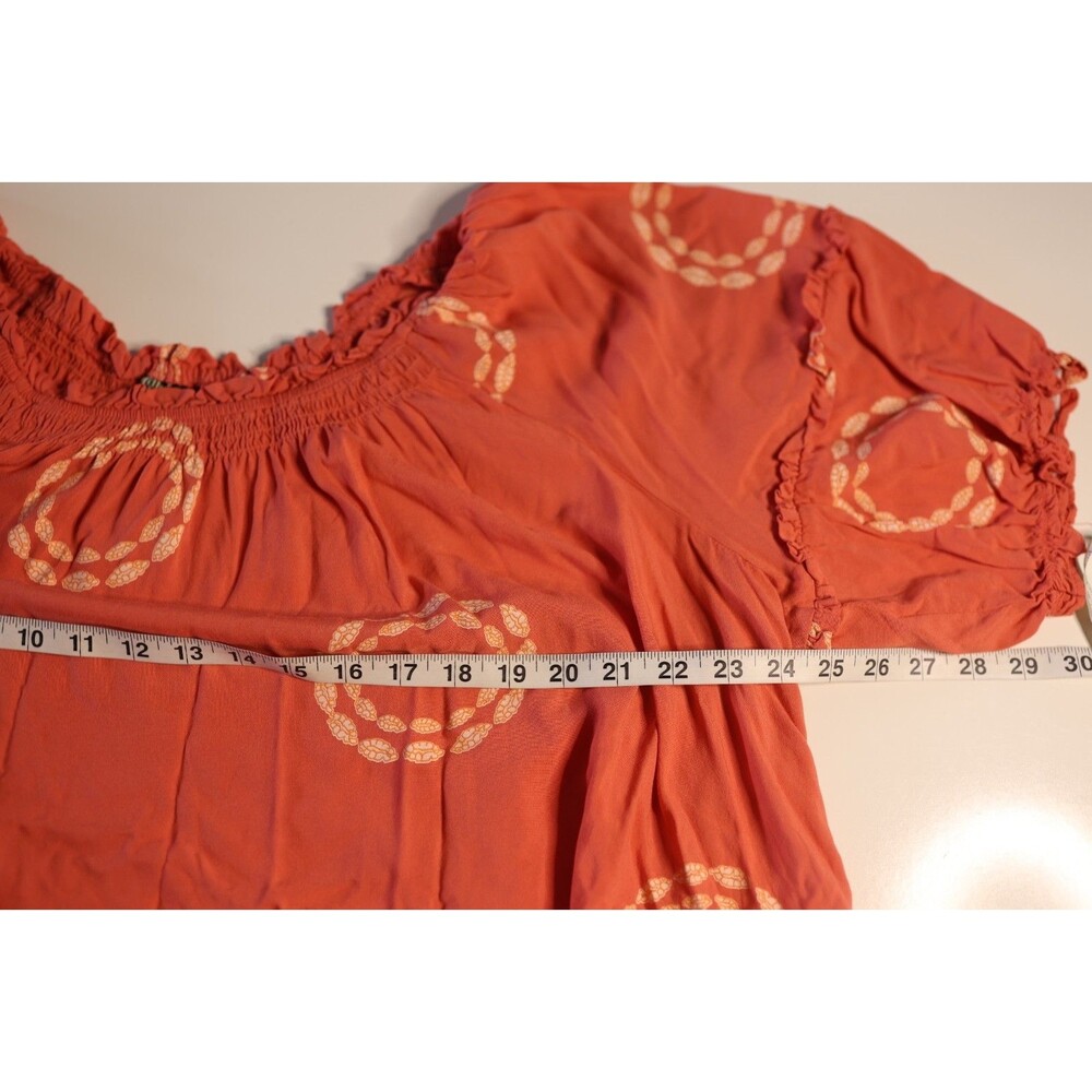 Millenium Short Sleeves Blouse Coral Peasant Off The Shoulder Tunic Boho 3X - Picture 7 of 9